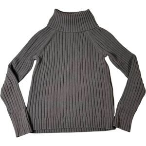 Caslon Gray Ribbed Turtleneck Sweater XL Chunky Knit Long Sleeve Pullover